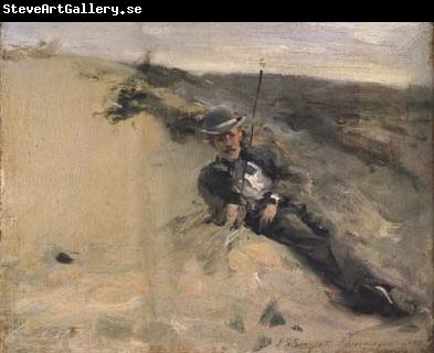 John Singer Sargent Portrait of Ralph Curtis on the Beach at Scheveningen (mk18)